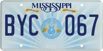 MS license plate BYC067