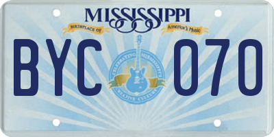 MS license plate BYC070