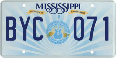 MS license plate BYC071