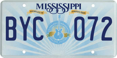 MS license plate BYC072