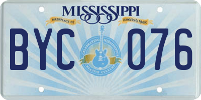 MS license plate BYC076