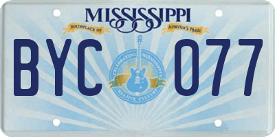 MS license plate BYC077