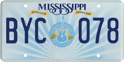 MS license plate BYC078