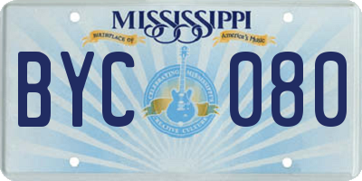 MS license plate BYC080
