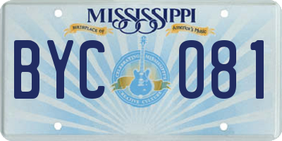 MS license plate BYC081