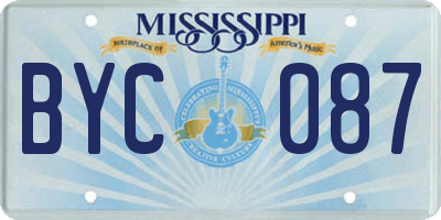 MS license plate BYC087