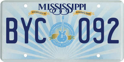 MS license plate BYC092