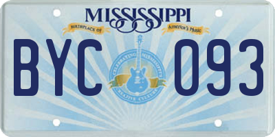 MS license plate BYC093