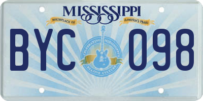 MS license plate BYC098
