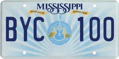 MS license plate BYC100