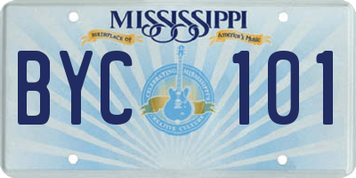 MS license plate BYC101