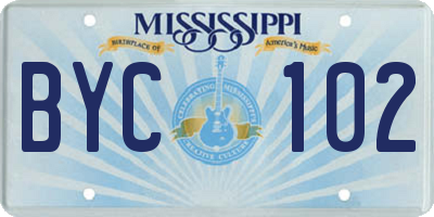 MS license plate BYC102