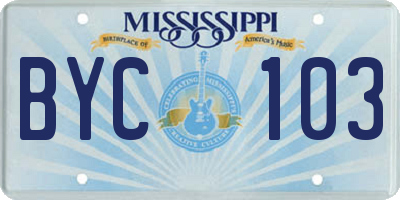 MS license plate BYC103