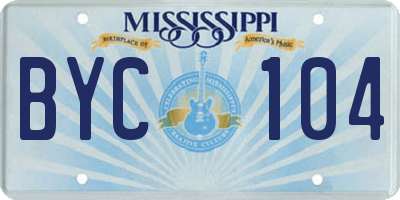MS license plate BYC104