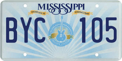 MS license plate BYC105