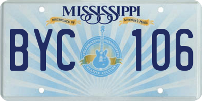 MS license plate BYC106