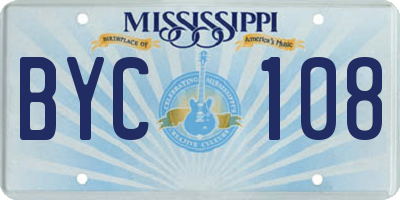 MS license plate BYC108