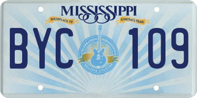 MS license plate BYC109