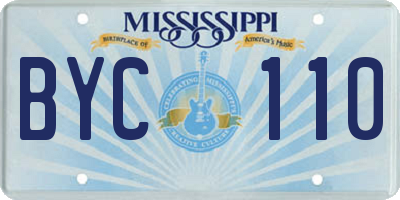 MS license plate BYC110