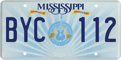 MS license plate BYC112
