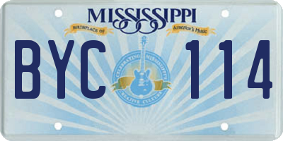 MS license plate BYC114