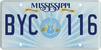 MS license plate BYC116