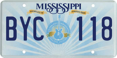 MS license plate BYC118