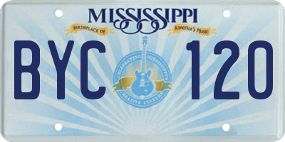 MS license plate BYC120
