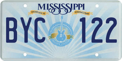 MS license plate BYC122