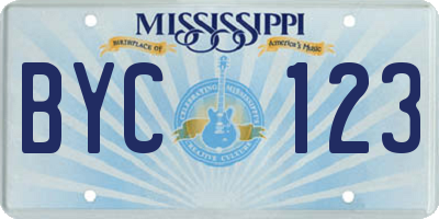 MS license plate BYC123