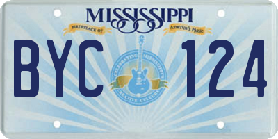 MS license plate BYC124