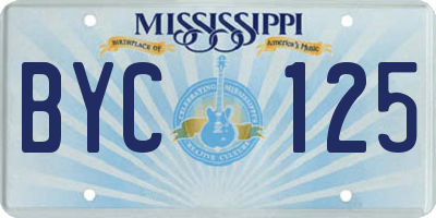 MS license plate BYC125