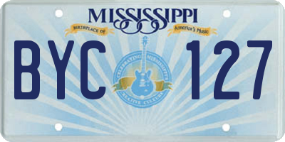 MS license plate BYC127