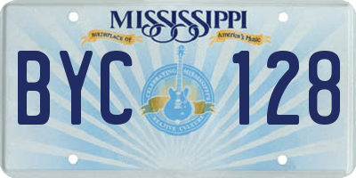 MS license plate BYC128