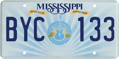 MS license plate BYC133