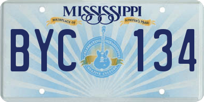 MS license plate BYC134