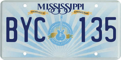 MS license plate BYC135
