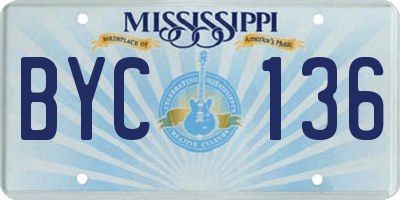 MS license plate BYC136