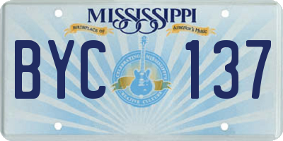MS license plate BYC137