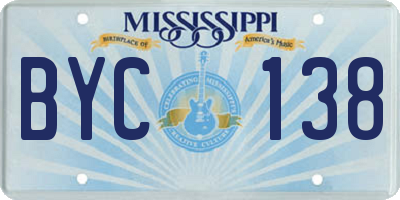 MS license plate BYC138