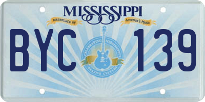 MS license plate BYC139