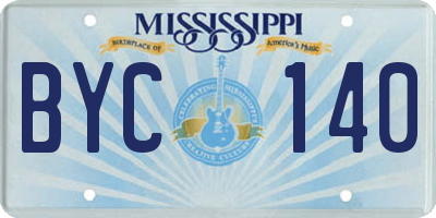MS license plate BYC140