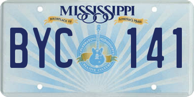 MS license plate BYC141