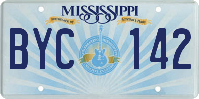 MS license plate BYC142