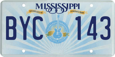 MS license plate BYC143