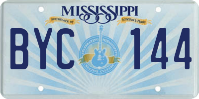 MS license plate BYC144