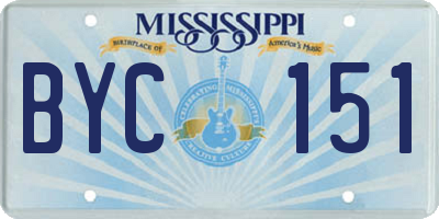 MS license plate BYC151