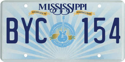 MS license plate BYC154