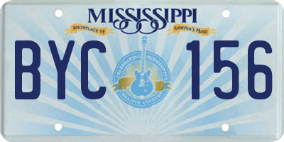 MS license plate BYC156