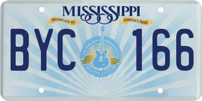 MS license plate BYC166